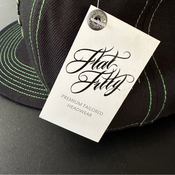 Flat Fitty Skate Goons black & neon green adjustable baseball hat cap skateboard - Picture 7 of 13